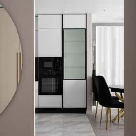 Деликатная классика. Дизайн и ремонт квартиры 65м2 в ЖК Кронштадтский 9 в современном классическом стиле. Кухня-гостиная, фото 15