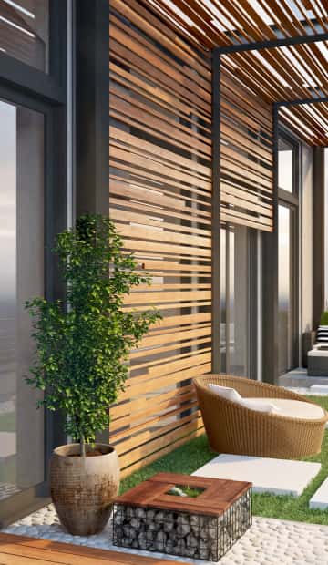 Гнездо с белыми подушками из ротанга