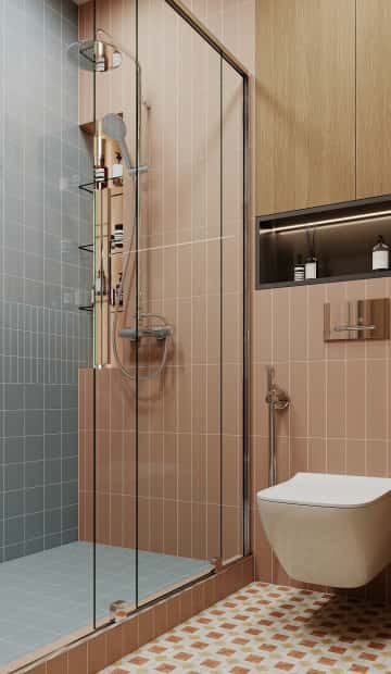 Песня в стиле кантри. Дизайн и ремонт квартиры 53м2 ЖК Вдохновение. Санузел, фото 05