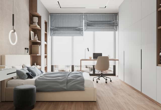 Фотографии помещений в стиле минимализм. Утончённая простота. Дизайн и ремонт квартиры 123м2 ЖК Джаз в стиле современный минимализм. Комната девочки.