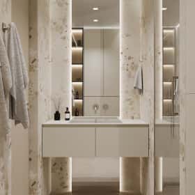 Сочный синий. Дизайн и ремонт квартиры 83м2 в ЖК Большая семерка в современном стиле. Мастер-санузел