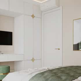 Фотографии спален. Современная роскошь. Дизайн и ремонт квартиры 111м2 ЖК Павелецкая сити в современном стиле. Спальня папы, фото 04.