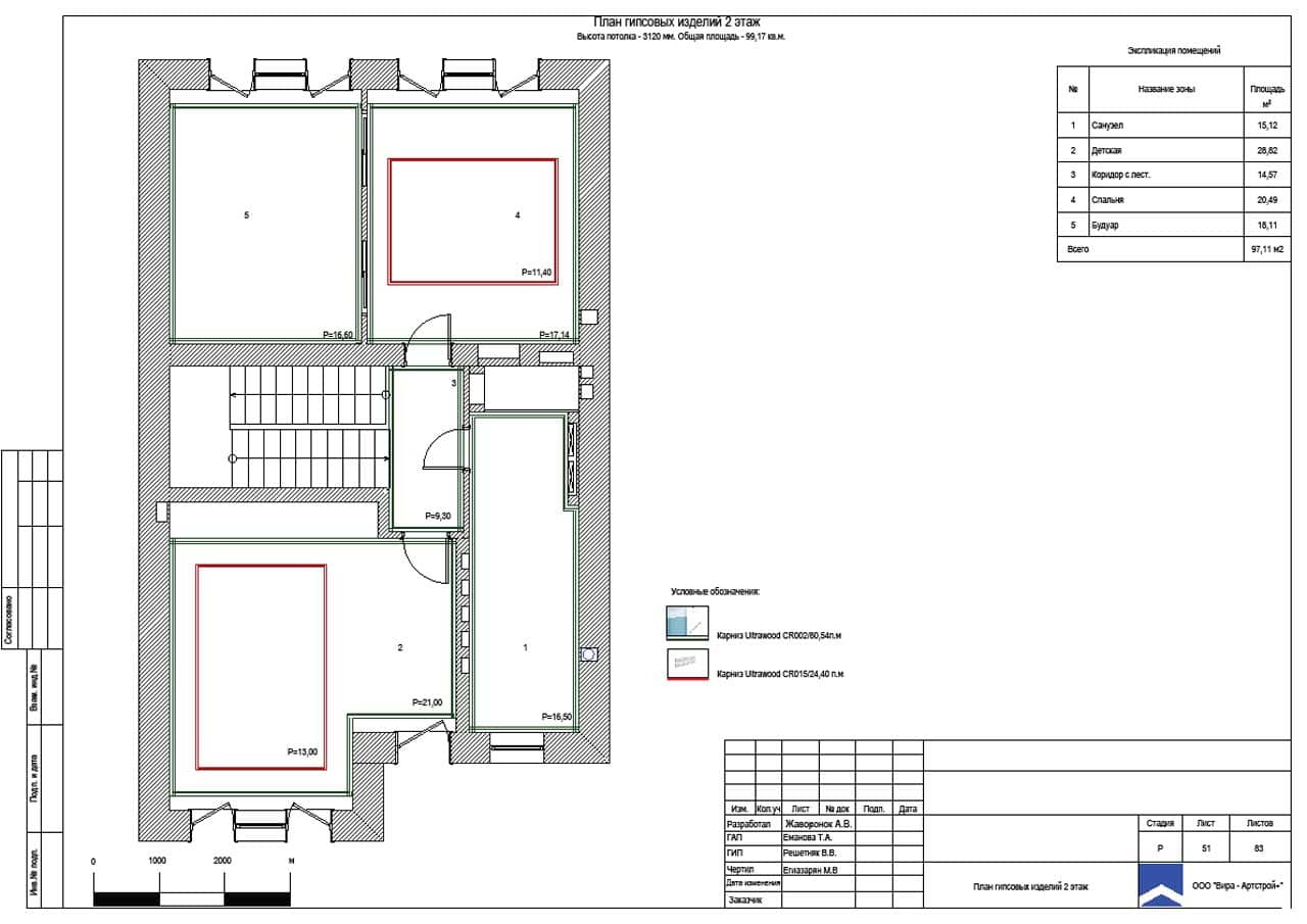 План гипсовых изделий 2 этаж, дом 281 м² в ЖК «Парк Авеню»
