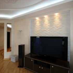 Гостиная-кухня, ремонт квартиры в Wellton Park, Вира-АртСтрой