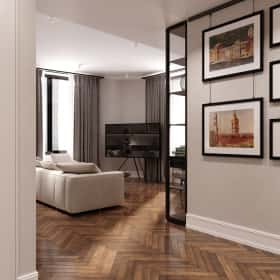 Фотографии прихожих. Дух Монмартра. Дизайн и ремонт квартиры 101м2 в ЖК Врубеля 4 во французской классике. Прихожая, фото 04.