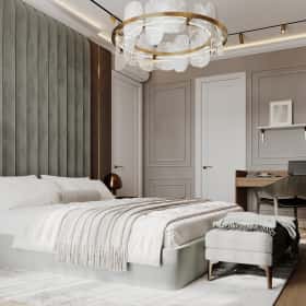 Современная роскошь. Дизайн и ремонт квартиры 111м2 ЖК Павелецкая сити в современном стиле. Мастер-спальня