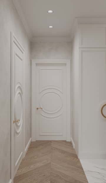 Диалог поколений. Дизайн и ремонт квартиры 93м2 ЖК Хэдлайнер в неоклассике. Прихожая, фото 03