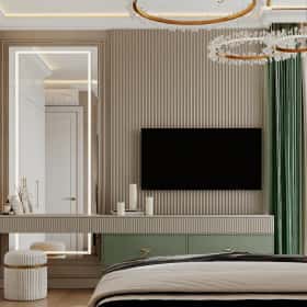 Современная роскошь. Дизайн и ремонт квартиры 111м2 ЖК Павелецкая сити в современном стиле. Спальня мамы, фото 03