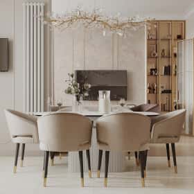 Богемная грация. Дизайн и ремонт квартиры 87м2 ЖК Режиссёр в стиле современная классика. Кухня-гостиная, фото 13