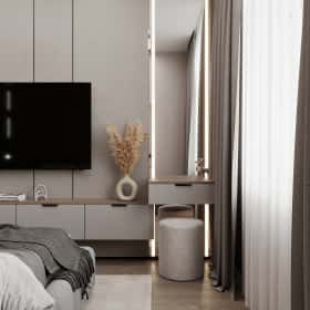 Ода современности. Дизайн и ремонт квартиры 63м2 ЖК Рассказово в современном стиле. Спальня, фото 05