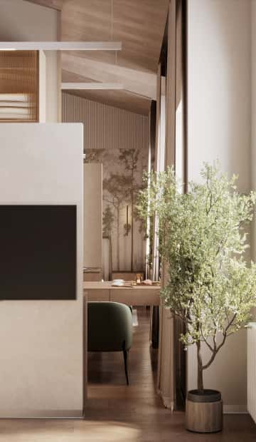 Очарование природы. Дизайн и ремонт загородного дома 116м2 в КП Британика в современном стиле. 2 этаж Спальня, фото 06