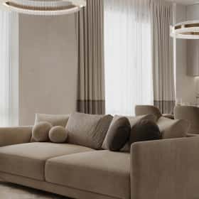 Пространство мечты. Дизайн и ремонт квартиры 71м2 ЖК Филисити в неоклассике. Кухня-гостиная, фото 04