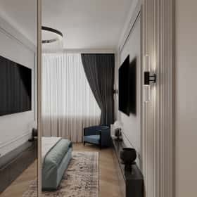 Диалог поколений. Дизайн и ремонт квартиры 93м2 ЖК Хэдлайнер в неоклассике. Спальня, фото 01