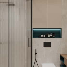 Объятия моря. Дизайн и ремонт квартиры 91м2 ЖК Событие в современном эко-стиле. Гостевой санузел, фото 01