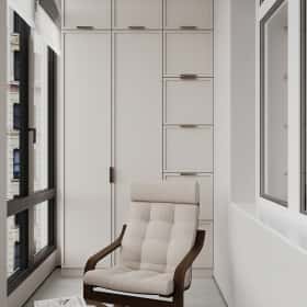 Ода современности. Дизайн и ремонт квартиры 63м2 ЖК Рассказово в современном стиле. Балкон