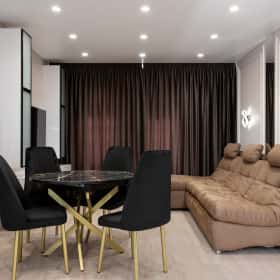 Деликатная классика. Дизайн и ремонт квартиры 65м2 в ЖК Кронштадтский 9 в современном классическом стиле. Кухня-гостиная, фото 16