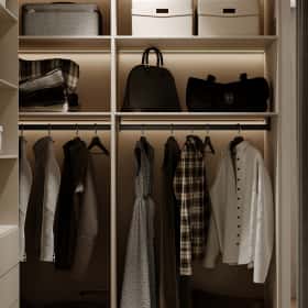 Стиль как инвестиция. Дизайн и ремонт квартиры 60м2 ЖК AFI Park Воронцовский в современном стиле. Мастер-спальня с гардеробной, фото 05