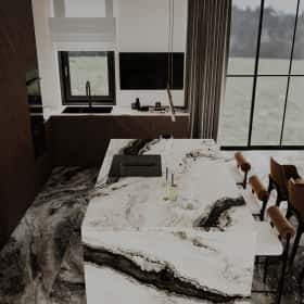 Высокие отношения. Дизайн и ремонт загородного дома 195м2 в КП Лесная поляна в современном стиле. 1 этаж Кухня-гостиная, фото 17