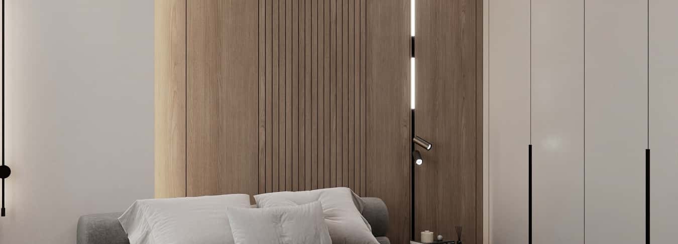 Фотографии помещений в современном стиле. Ода современности. Дизайн и ремонт квартиры 63м2 ЖК Рассказово в современном стиле. Спальня, фото 02.