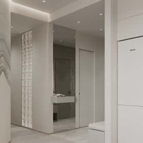 Воспоминания о море. Дизайн и ремонт квартиры 90м2 в ЖК Остров в современном стиле. Прихожая и коридор, фото 02