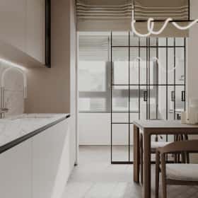 Растим чемпиона. Дизайн и ремонт квартиры 80м2 ЖК Ивантеевка 2020 в современном стиле. Кухня-гостиная, фото 02