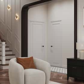 Фотографии помещений в американском стиле. Вариации классики. Дизайн и ремонт дома 177м2 КП Лесная симфония в американском стиле. 1 этаж Кухня-гостиная, фото 03.