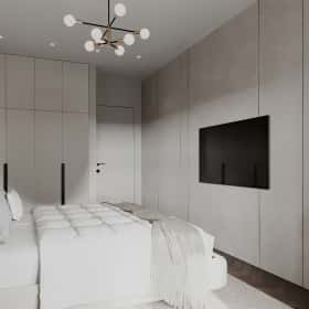 Растим чемпиона. Дизайн и ремонт квартиры 80м2 ЖК Ивантеевка 2020 в современном стиле. Мастер-спальня, фото 06