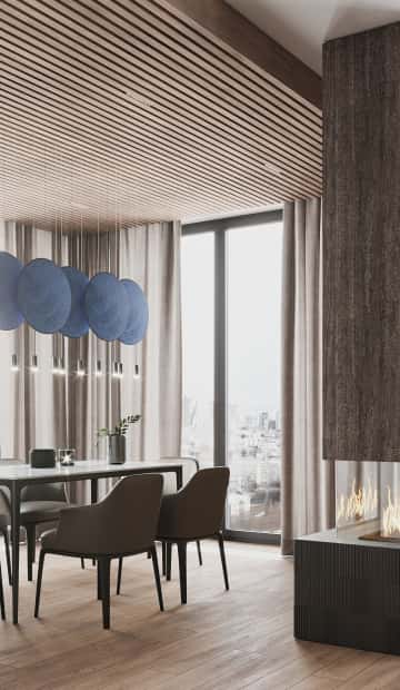 Утончённая простота. Дизайн и ремонт квартиры 123м2 ЖК Джаз в стиле современный минимализм. Столовая, фото 01