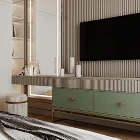 Современная роскошь. Дизайн и ремонт квартиры 111м2 ЖК Павелецкая сити в современном стиле. Спальня мамы, фото 01