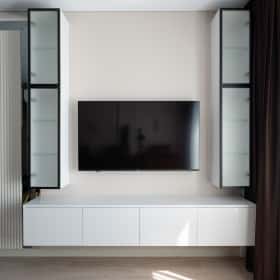 Деликатная классика. Дизайн и ремонт квартиры 65м2 в ЖК Кронштадтский 9 в современном классическом стиле. Кухня-гостиная, фото 12