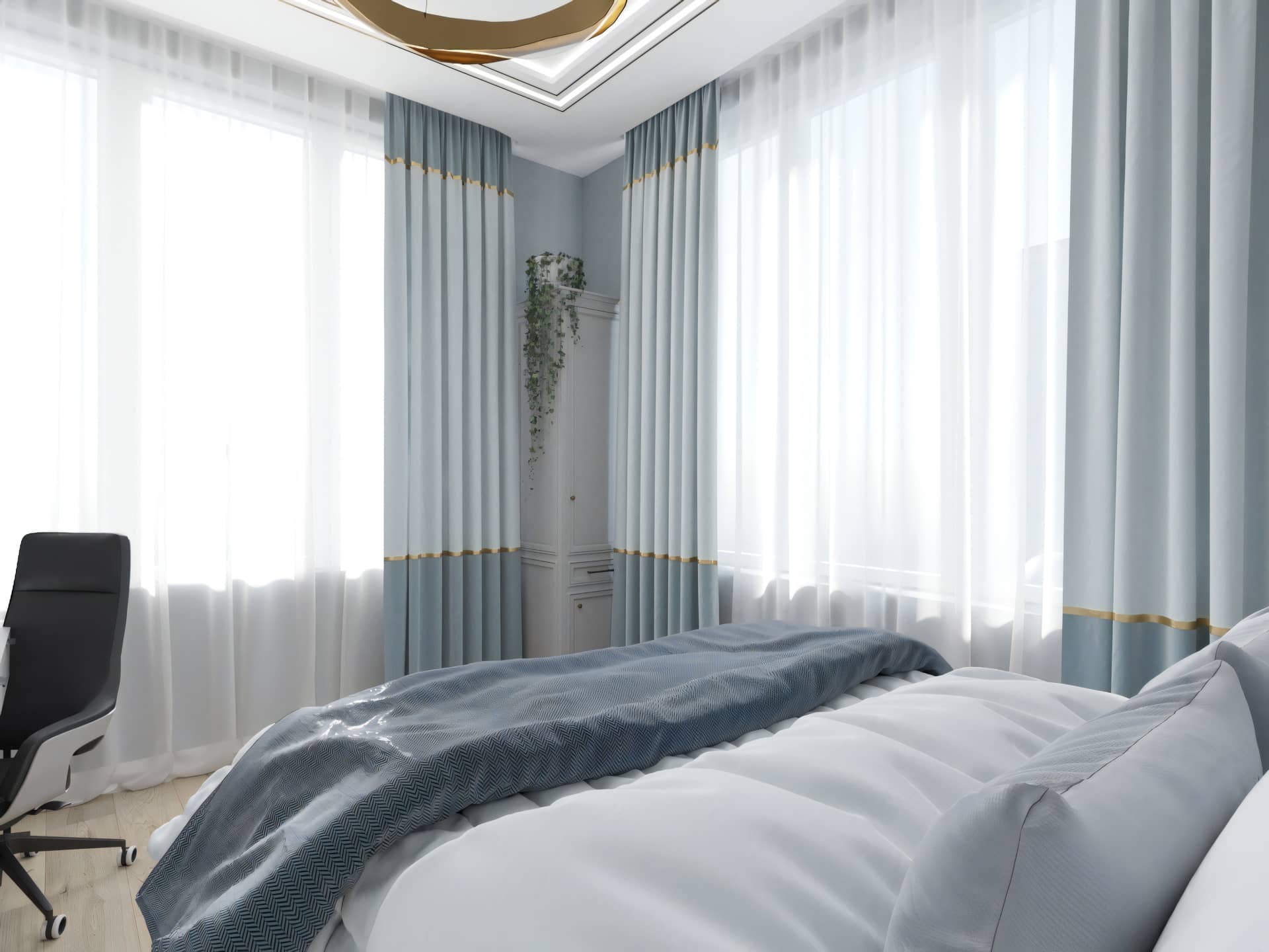Оформление интерьера спальни в стиле ар-деко. Фото № 63745.