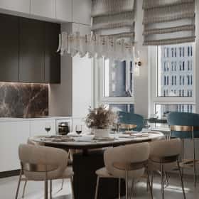 Удобство со вкусом. Дизайн и ремонт квартиры 88м2 ЖК Вереск в современной классике. Кухня-гостиная