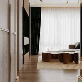 Фотографии гостиных. Современная роскошь. Дизайн и ремонт квартиры 111м2 ЖК Павелецкая сити в современном стиле. Кухня-столовая, фото 05.