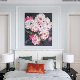 Американская классика. Дизайн и ремонт квартиры 119м2 ЖК Диалог в американском классическом стиле. Спальня 1, фото 13