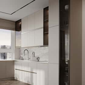 Цвета природы. Дизайн и ремонт квартиры 110м2 в ЖК Wow в современном стиле. Кухня-гостиная, фото 01