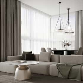 Цвета природы. Дизайн и ремонт квартиры 110м2 в ЖК Wow в современном стиле. Кухня-гостиная, фото 09