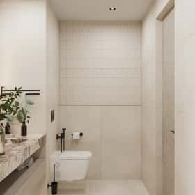 Утончённая простота. Дизайн и ремонт квартиры 123м2 ЖК Джаз в стиле современный минимализм. Санузел 1, фото 02