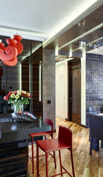 Умело встроенная в интерьер техника отлично дополняет интерьер