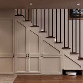 Фотографии кухонь-гостиных. Квартира с мезонином. Дизайн и ремонт квартиры 89м2 ЖК Джаз в современном. Кухня-гостиная, фото 05.