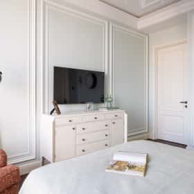 Американская классика. Дизайн и ремонт квартиры 119м2 ЖК Диалог в американском классическом стиле. Спальня 1, фото 11