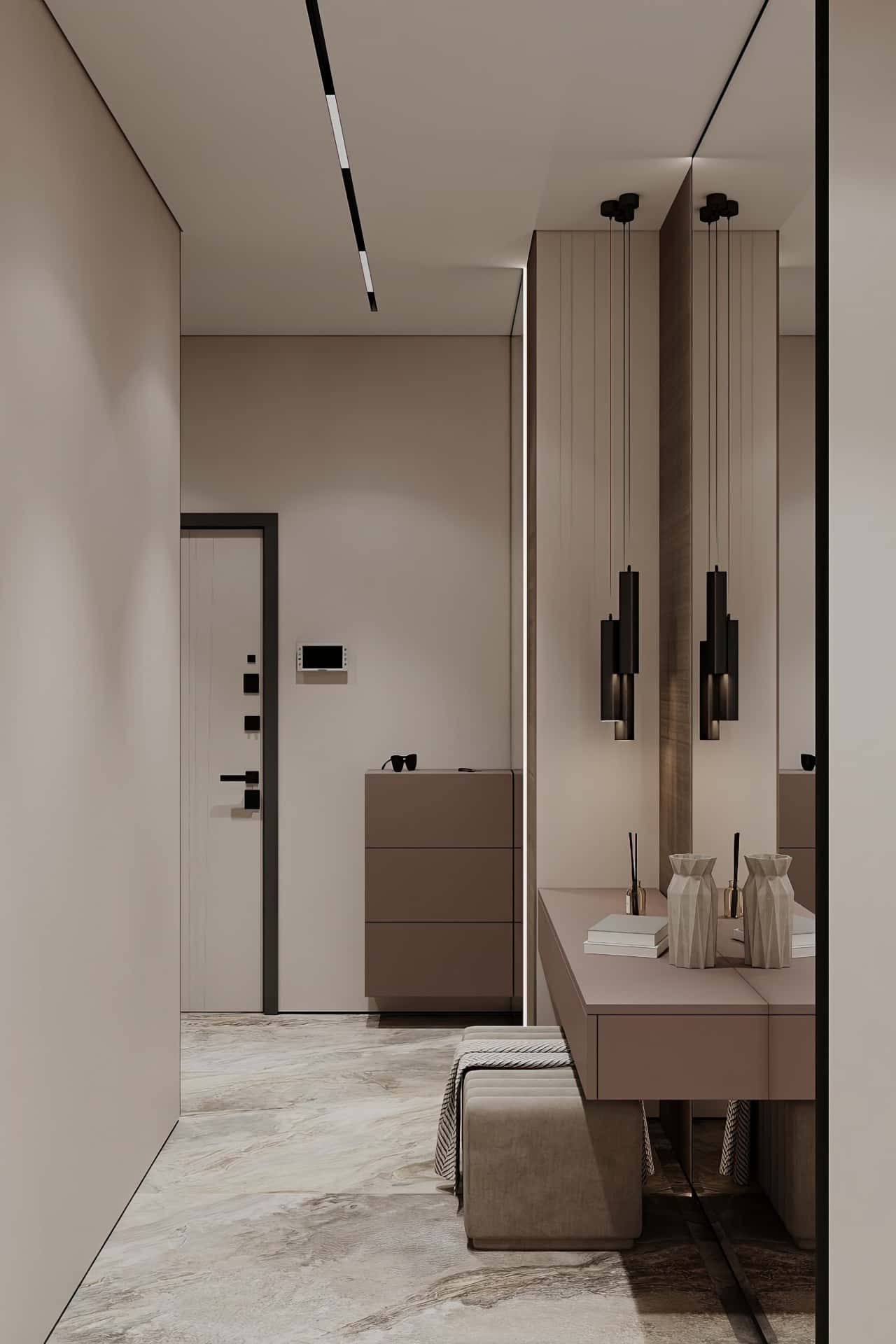 Дизайн и ремонт квартиры в ЖК Большая семерка — Тёплая гармония, 69 м2. Прихожая и коридор, фото 1