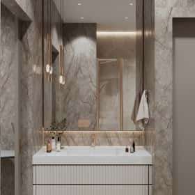 Удобство со вкусом. Дизайн и ремонт квартиры 88м2 ЖК Вереск в современной классике. Санузел