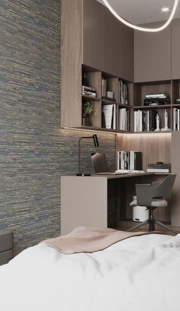 Утончённая простота. Дизайн и ремонт квартиры 123м2 ЖК Джаз в стиле современный минимализм. Комната мальчика, фото 06