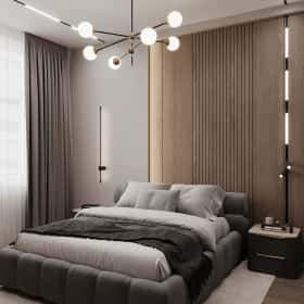 Ода современности. Дизайн и ремонт квартиры 63м2 ЖК Рассказово в современном стиле. Спальня, фото 01