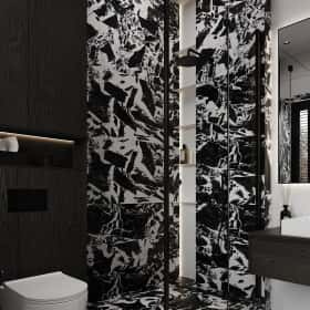 Изысканный монохром. Дизайн и ремонт таунхауса 164м2 в КП Бристоль в неоклассическом стиле. 2 этаж Душевая, фото 03