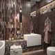 Плитка цвета тоффи в ванной комнате современного стиля. Классика интерьера контемпорари в жизни. Фото 042