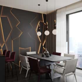 Свет и цвет. Дизайн и ремонт квартиры 105м2 в ЖК Will Towers в современном стиле. Кухня-столовая, фото 03