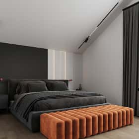 Изысканный монохром. Дизайн и ремонт таунхауса 164м2 в КП Бристоль в неоклассическом стиле. 2 этаж Спальня, фото 03