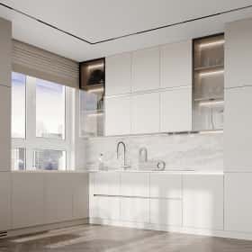 Цвета природы. Дизайн и ремонт квартиры 110м2 в ЖК Wow в современном стиле. Кухня-гостиная, фото 06