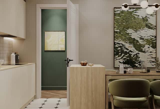 Фотографии кухонь-гостиных. В ожидании чуда. Дизайн и ремонт квартиры 84м2 ЖК Shagal в современном стиле. Кухня-гостиная, фото 05.